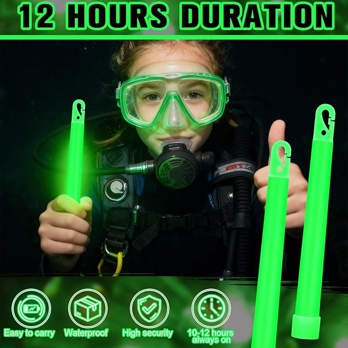 Sotiff 6" Bright Large Glow Sticks Bulk Glow Emergency Glowsticks Snap Military Grade Lights Sticks Long Last Survival Kits for Hiking Party Camping Activities
