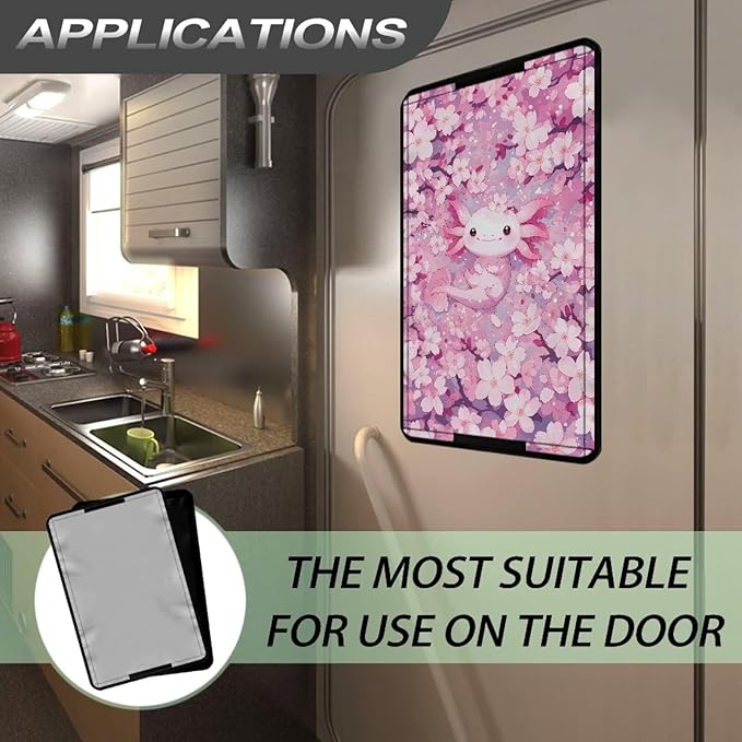 RV Door Window Shades for Inside Camper, Axolotl Print Portable Camper Trailer Blackout Window Cover Rv Door Shade Cover UV Rays Protection, RV Accessories for Outside