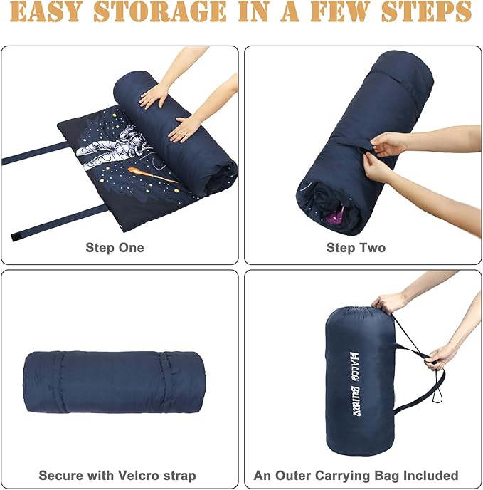 Kids Sleeping Bag, Sleeping Bags for Boys & Girls, Large Kids Sleeping Bag with Pillow, SlumberSoft Slumber Bags, Child Sleeping Bags for Travel Naps and Sleepovers,63" x 30"