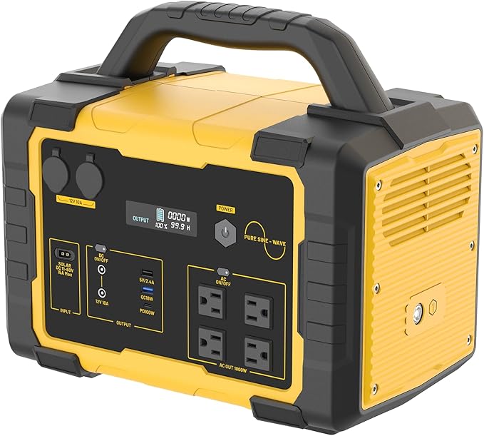 STARY LINE Portable Power Station 1800W Peak, 1024Wh Home Backup Battery for Camping & Emergency – ETL Listed, yellow