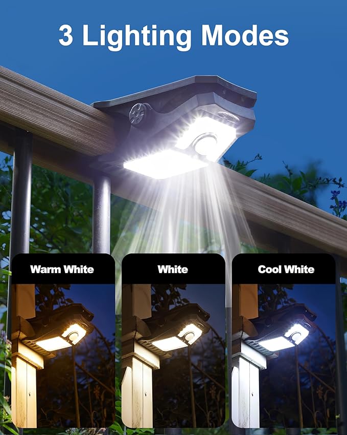 118Leds Solar Motion Sensor Lights Outdoor, Clip on Solar Lights Outdoor Waterproof, High Bright Solar Powered Security Lights for Outside Fence Chain Link Camping (4, 118 LED)