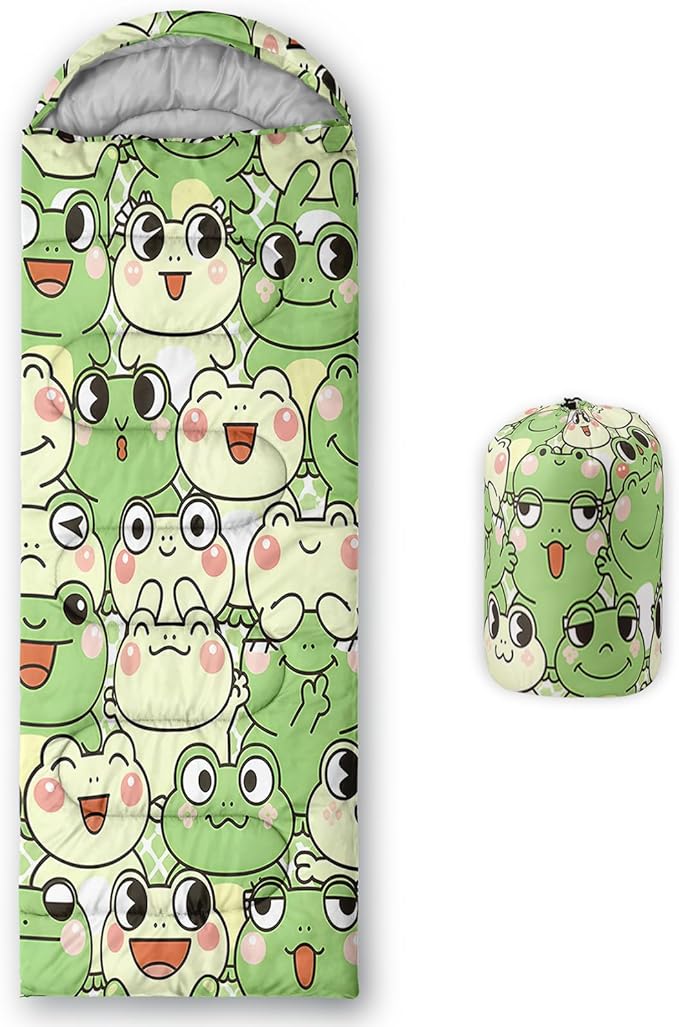 QOOMO Axolotl Cute Camping Sleeping Bags,3 Season Warm & Cool Weather,Lightweight,Waterproof Sleeping Bags for Adults & Kids,Traveling,and Outdoors