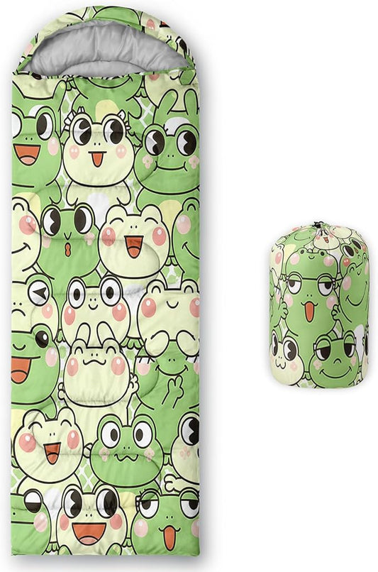 QOOMO Axolotl Cute Camping Sleeping Bags,3 Season Warm & Cool Weather,Lightweight,Waterproof Sleeping Bags for Adults & Kids,Traveling,and Outdoors