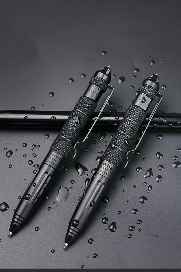 OIJ 5 Pack Military Tactical Pen Set, Professional Self Defense Pen, Emergency Glass Breaker Pen, Tungsten Steel Writing Tool With 20 Ballpoint Refills