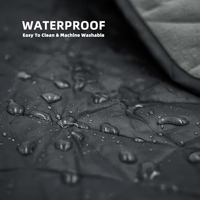 Large Outdoor Waterproof Blanket Extra Thick Fleece Stadium Blanket for Camping, Car, Pet, Picnics - Windproof, Wearable, Machine Washable 80" x 58" (Black Gray,Hooded)