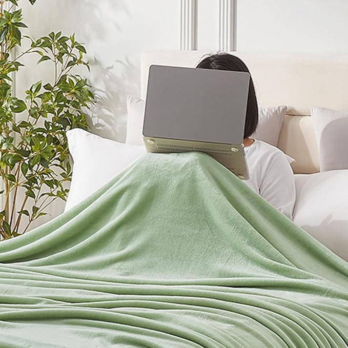 Hansleep Fleece Sage Green Queen Blanket, Super Soft Flannel Fuzzy Plush Cozy Blanket for All Seasons, Sage Green, Queen 90x90 Inches