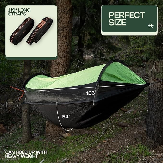 Camping Hammock Tent with Mosquito Net & Rainfly – Waterproof Portable Backpacking Hammock for Camping, Hiking & Travel – Lightweight Outdoor Hammock for Trees by Altena