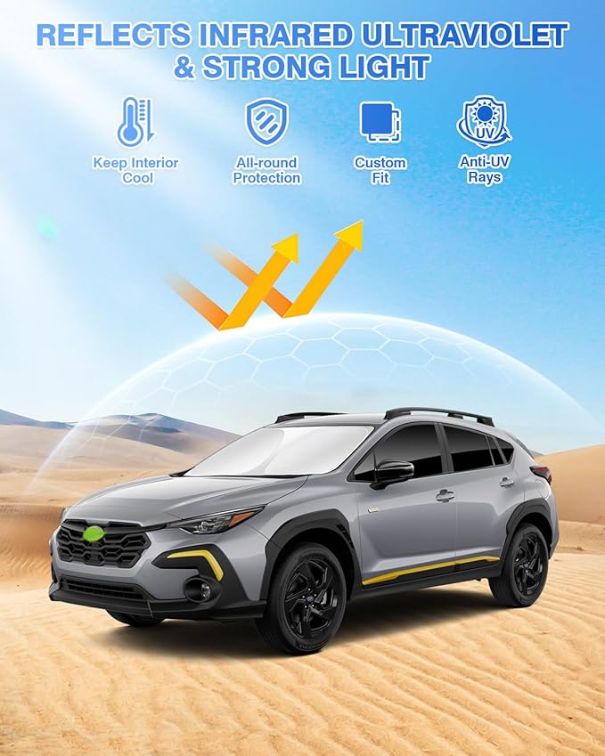 Canvcle Sunshades for Subaru Crosstrek 2024 2025 2026 Accessories Windshield Sun Shade Side Rear Window Shade Cover Sun Visor Shield Privacy Protection Keep Vehicle Cool Black 8PCS