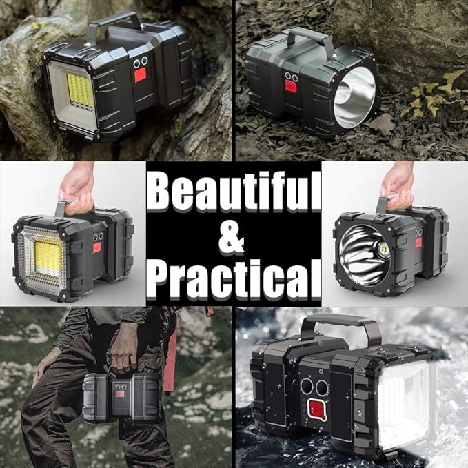 AlpsWolf Rechargeable Flashlight, LED Spotlight Flashlight 15000 Capacity 4000LM 20h Ultra-Long Standby Ultra Bright Flashlight Waterproof with USB Output as a Power Bank for Camping Accessories