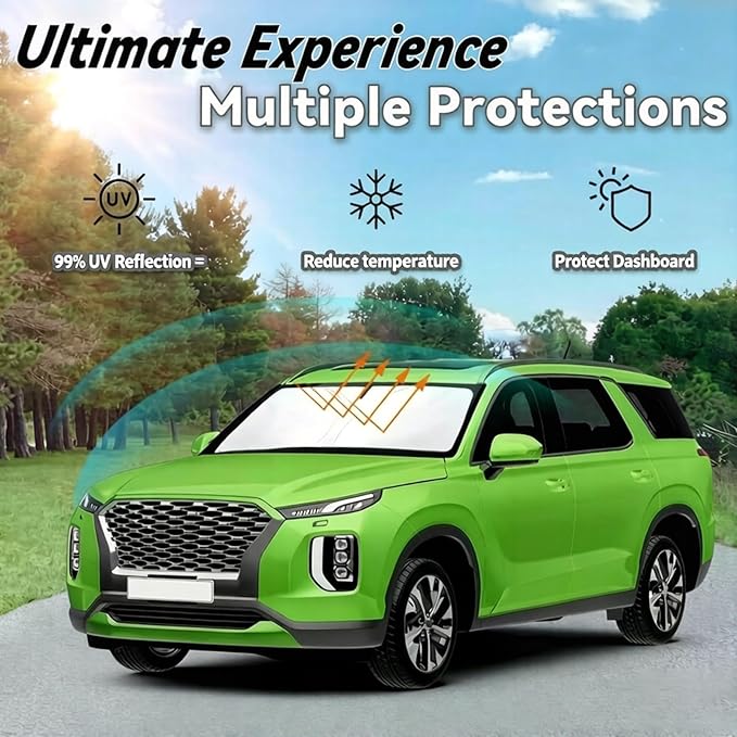 Windshield Sun Shade for Hyundai Palisade 2020-2026, Car Front Window Sunshade with 240T Sun Visor Protector Blocks UV Rays Heat Sun Shield Accessories