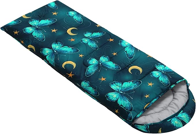 QOOMO Axolotl Cute Camping Sleeping Bags,3 Season Warm & Cool Weather,Lightweight,Waterproof Sleeping Bags for Adults & Kids,Traveling,and Outdoors