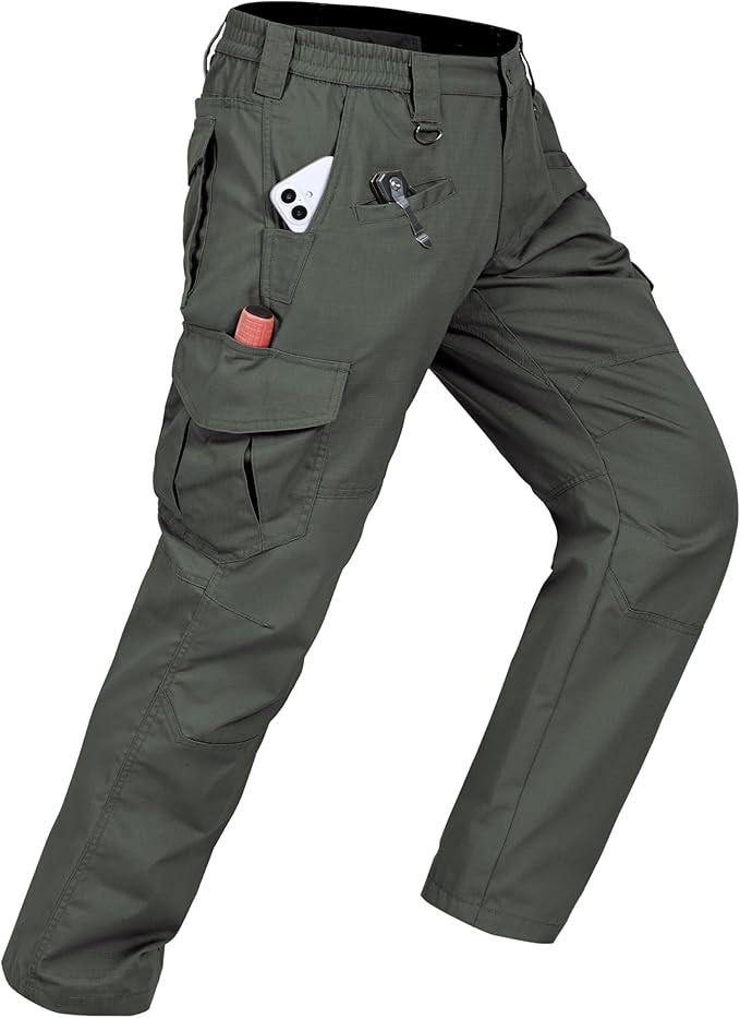 CNBQDD Mens Work Pants Cargo Tactical Construction for Men Ripstop Water Repellent Lightweight Outdoor Hiking with Pockets