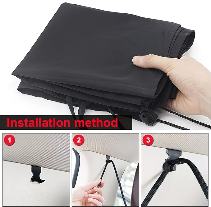 Set of 3 Privacy Curtains for Car, SUV, Van - Includes 1 Rear Seat Divider & 2 Side Windows Divider Curtains for Camping & Sleeping