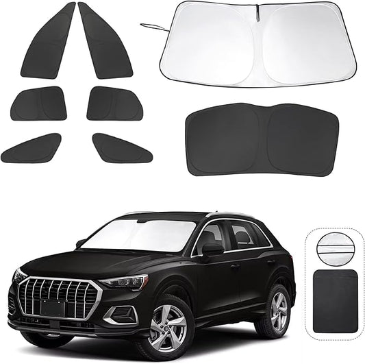 8PCS YYCKE Window Shades for Q3 2019-2024 for Audi Accessories Car Side Full Windows Rear Triangular Windshield Sun Shade Sun UV Rays & Privacy Protection for Camping,Napping,and Relaxing