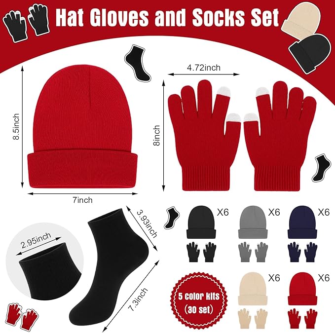 Chicingyou 120 Pcs Homeless Care Package Supplies Bulk Winter Emergency Thermal Blankets Warmer Beanie Socks Touchscreen Gloves for Men Women Cold Weather Outdoor Survival Kits(Multicolor)