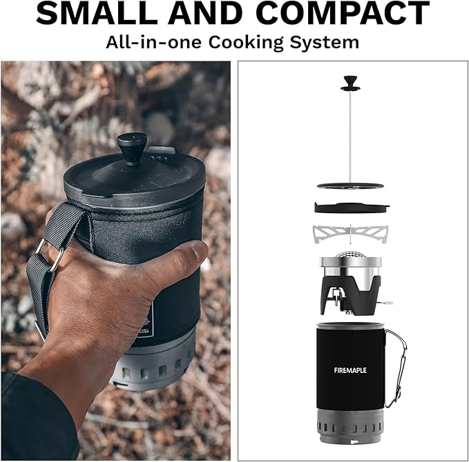 Fire-Maple Crater Radiant Cooking System - w/Micro Pressure Regulated Valve, Solo Compact and Windproof Water Boiler, Ideal for Hiking, Climbing, Camping and Emergency uses, 0.8L.