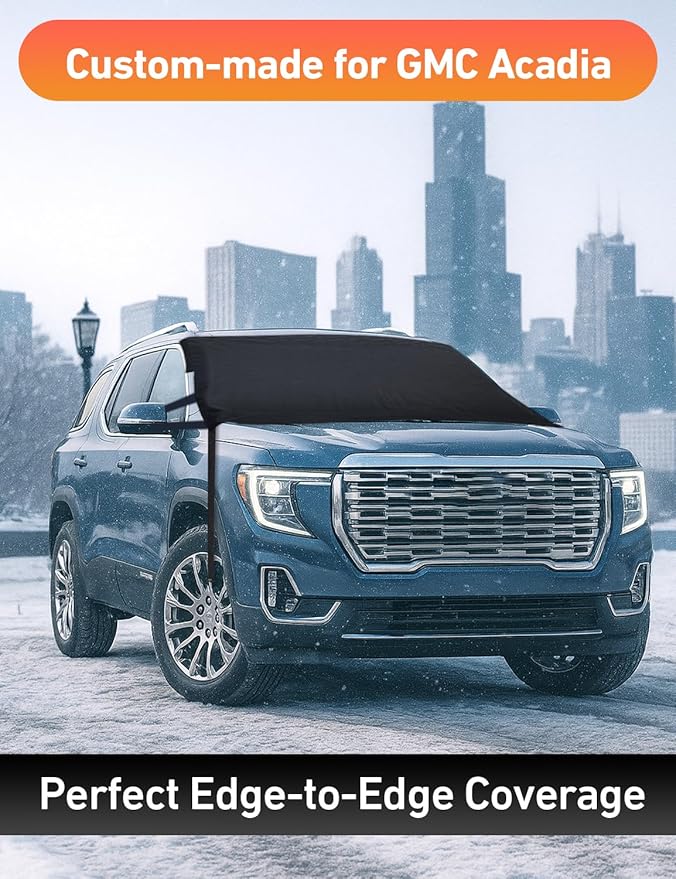 EcoNour Car Snow Cover Compatible for GMC Acadia | Windshield Cover for Ice and Snow with S-Hook Straps | Heavy-Duty 600D Oxford Winter Car Cover, Waterproof & Anti-Slip