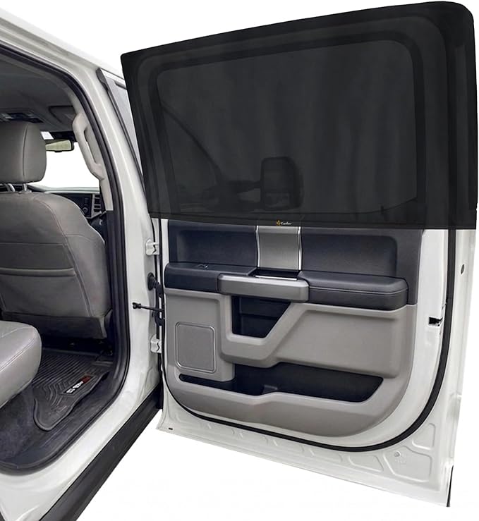 EcoNour Car Side Window Sun Shade (Pack of 2) | Stretchable & Breathable Car Window Screens for Complete Sun & Privacy Protection | Fits Most Truck, SUV and Minivan (XL 46" x 26")
