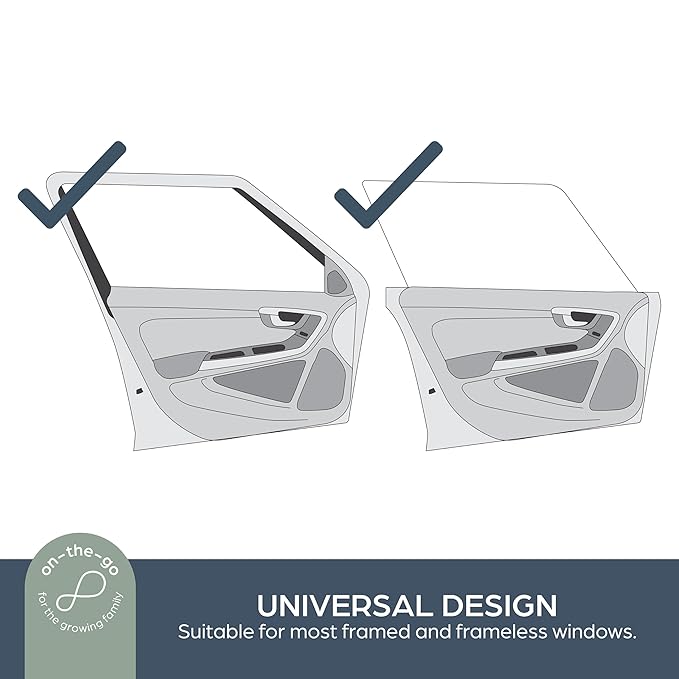 Dreambaby Fit-Over Baby Car Window Sun Shade – Stretchable Sunshade & Mesh Screen for Side Windows - UV Protection- Camping Essentials