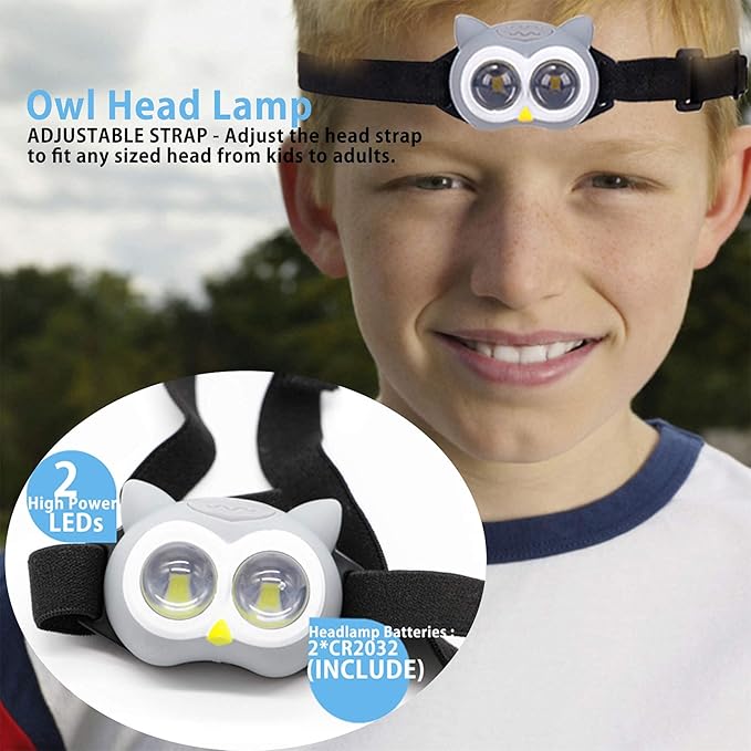 Outdoor Equipment LED Camping Lantern & Headlamp Set for Kids, FANT.LUX Battery Powered Night Light for Emergency, Hurricane, Lightweight Tent Lamp for Children (Owl Set)