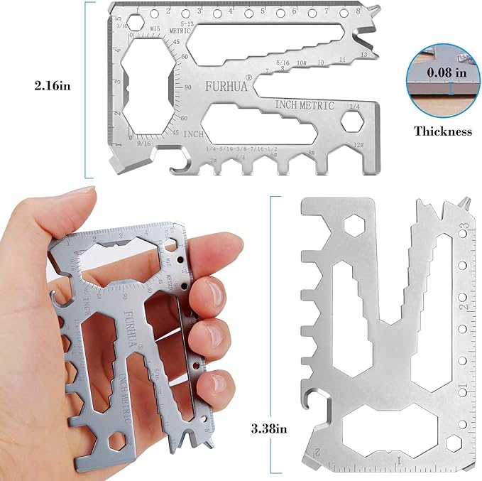 FURHUA 2 Pack Multitool Credit Card Sized Pocket Tool, 42-in-1 Wallet Multi Tool Card,thicker and harder, Gifts for Dad, Husband, Men - Bottle Opener, Cord Cutter, Screwdriver, Ruler, Scraper etc
