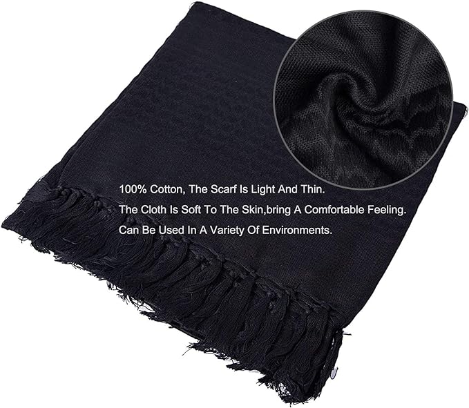 Luxns Military Shemagh Tactical Desert Scarf / 100% Cotton Keffiyeh Scarf Wrap for Men And Women