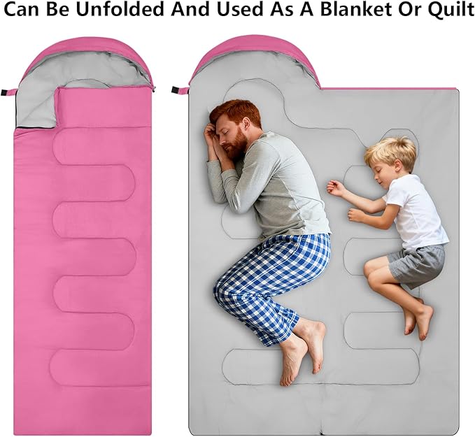 Sleeping Bags, Lightweight Camping Sleeping Bag for Adults, Kids, Hiking, Outdoor, Travel, Cold Weather & Warm