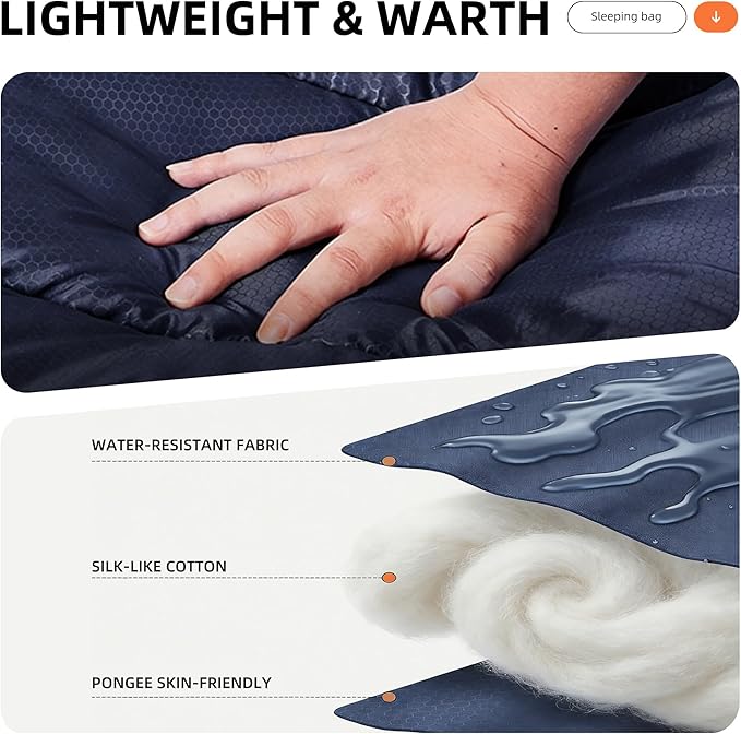 Sleeping Bags for Adults Cold Warm Weather,Backpacking Compact Lightweight Camping Sleeping Bag with Compression Sack for Kids,Camping Essentials Gear for Hiking,Travel,Climb,Outdoor, Indoor