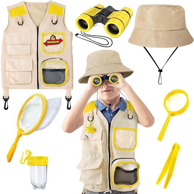 YOPINSAND Kids Explorer Kit & Bug Catcher Kit, Kids Camping Gear for Kids, Outdoor Exploration Set with Vest & Hat, Ideal Outdoor Camping Adventure Toys for Ages 3 4 5 6 7 8 Boys Girls