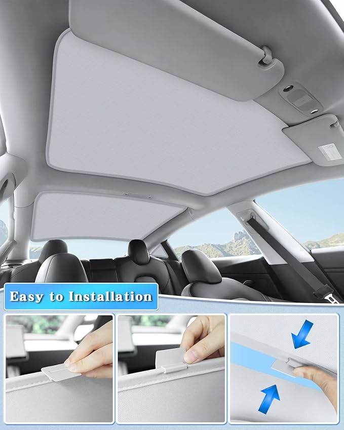 NEW Upgraded White Sunshade Roof for Tesla Model 3/ Highland 2018-2026 Accessories Roof Sun Shade, Sun Protection Heat Insulation No Gap Keep Cool UV Ray Protection, Easy to Install