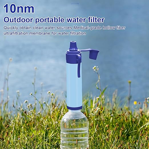Upgrade Set of 5,Personal Water Filter Straw for Hiking, Camping, Travel,Water Straws to purify Water,Emergency Water Straw (Sky Blue)