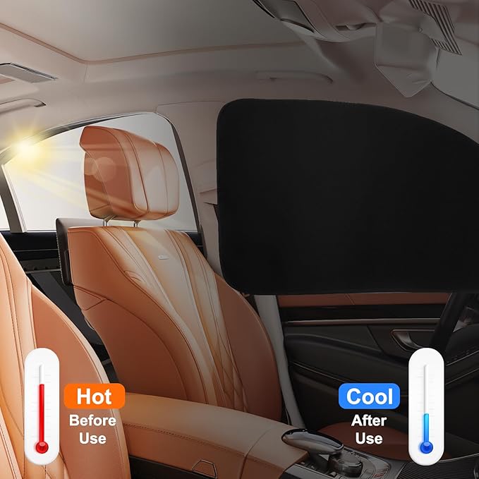 Ovege Car Window Shades Magnetic Suedette - Back Seat 2pcs Privacy Curtain UV Protection