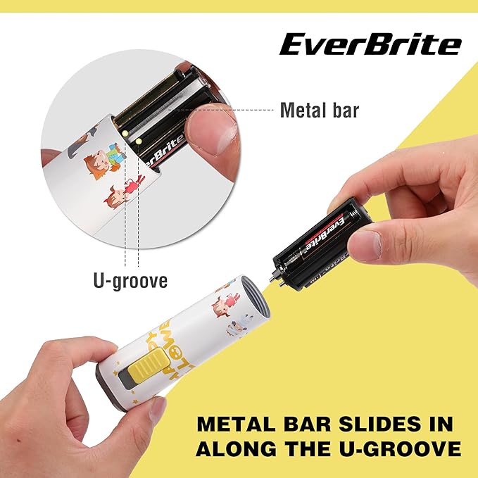 EverBrite Halloween Flashlights Halloween Gifts, Small LED Flash Light Handheld Torch with Lanyard 3AAA Battery Included, 1 Pack-White, E012068AE