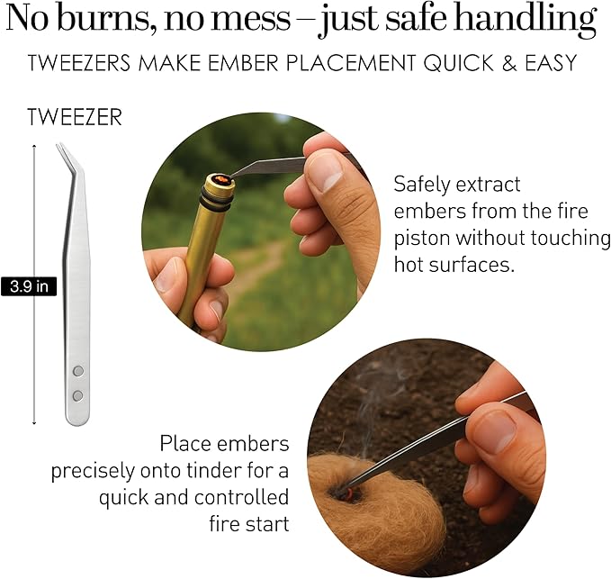 Fire Piston - Ferro Rod - 2 in 1 - Fire Piston Fire Starter Kit - Fire Starters for Campfires - Compression fire Starter Piston - Survival Tool - Camping Gifts for Men