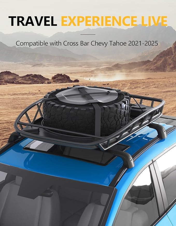 Tuyoung Roof Rack Cross Bars Compatible with 2021 2022 2023 2024 2025 2026 Chevy Tahoe & Suburban, GMC Yukon XL, Cadillac Escalade ESV, Chevrolet Lockable 330lb Aluminum Black Crossbar Carrier Luggage