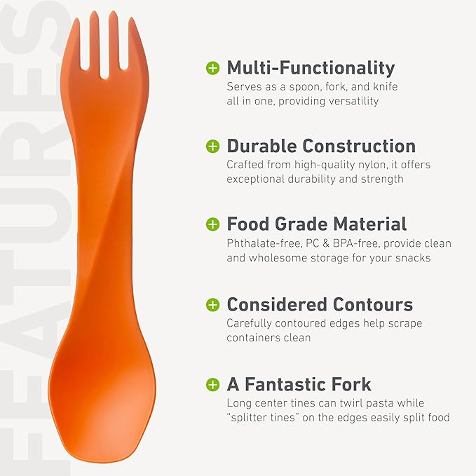 humangear GoBites Uno 3-Pack | Travel & Camping Utensils | Portable & Convertible Dining Ware | Multi-Functional Spork | Red/Gray/Orange, Uno 3-Pack