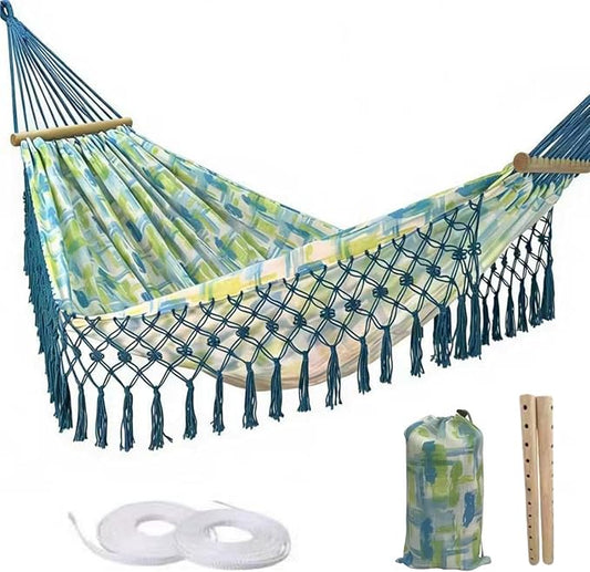 Portable Hammock, Bohemian Hammock,2person Hammock,for Suitable,Patio,Beach,Backyard,Garden,（Cyan 79 * 59