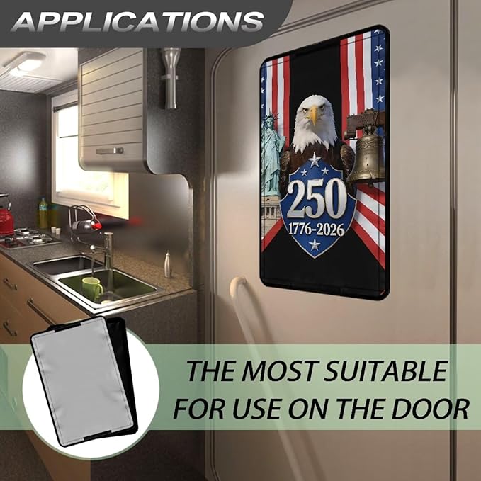Patriotic RV Door Window Shade, Eagle Liberty RV Blackout Window Cover, UV Rays Protection Camper Trailer Door Window Cover