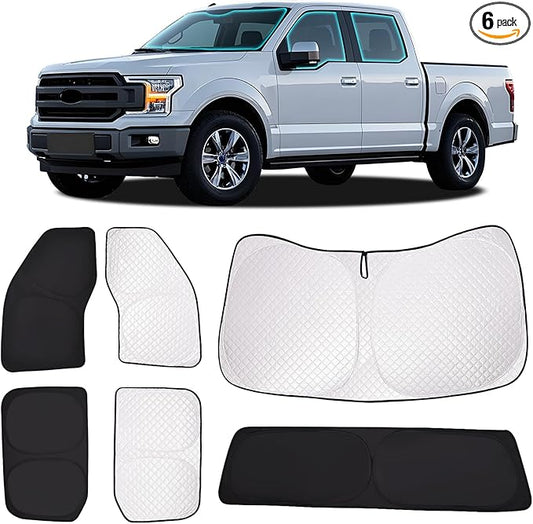ZATOTOO Car Window Shades for 2021-2024 Ford F-150 Sun Shade for Side Window Front and Rear Windshield, Full Privacy Protection UV Ray Sun Blocker Heat Insulation for Camping Napping Long Time Parking
