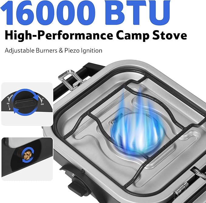 Naturehike Upgraded Folding Gas Stove 2 Burner Camping Stove Portable Gas Stove with Dual Burners Compact Lightweight Propane Stove for Camping Picnics Backpacking