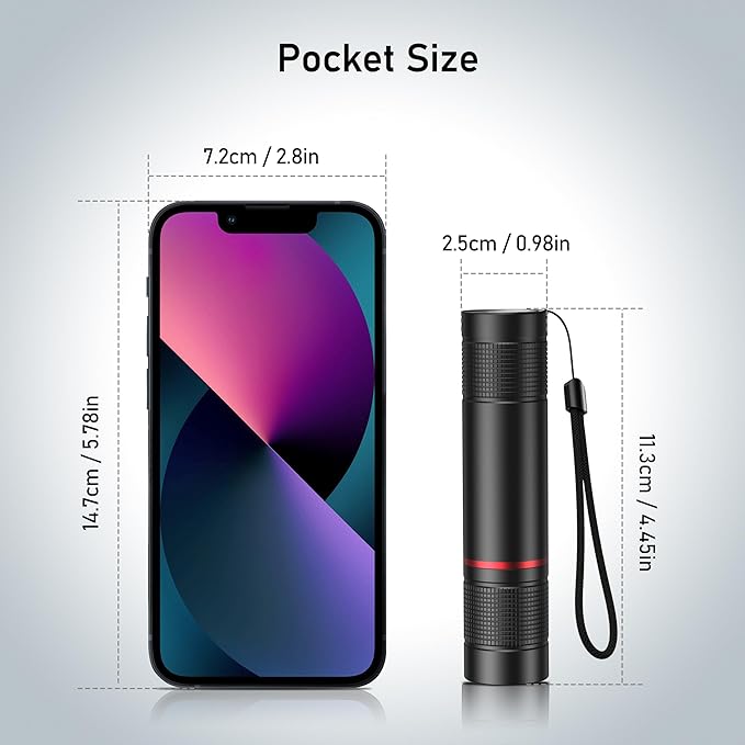 Blukar LED Flashlight Rechargeable 2 Pack, Super Bright Adjustable Focus Handheld Flashlights, 4 Lighting Modes, Waterproof Pocket Size Torch for Camping, Hiking, Outdoor, Emergency-Black