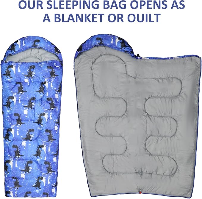 Kids Sleeping Bags - Camping Sleeping Bags with Carry Bag - Compact Sleeping Bag for Hiking, Backpacking 3 Season Warm & Cool Weather, Lightweight Waterproof Outdoor Travel for Boys Girls