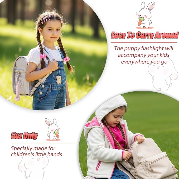Easter Bunny Kid‘s Flashlight Rechargeable, Led Flashlight, Fun and Easter Rabbit Kid Flashlight Suitable for Camping and Outdoor Exploration, Dog Walking, Birthday Gift