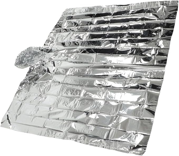 Emergency Blanket - Water Proof Aluminum Film Thermal Insulation for Outdoor Survival, Camping & Hiking - Compact & Lightweight (127x100cm)‌