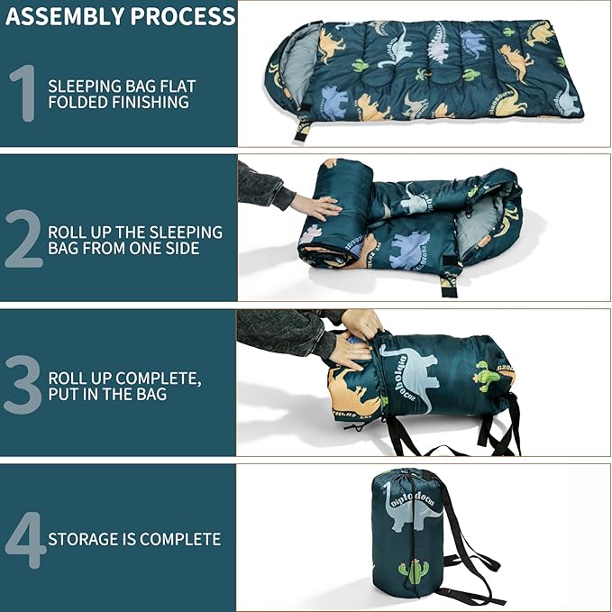 Kids Sleeping Bags - Camping Sleeping Bags with Carry Bag - Compact Sleeping Bag for Hiking, Backpacking 3 Season Warm & Cool Weather, Lightweight Waterproof Outdoor Travel for Boys Girls