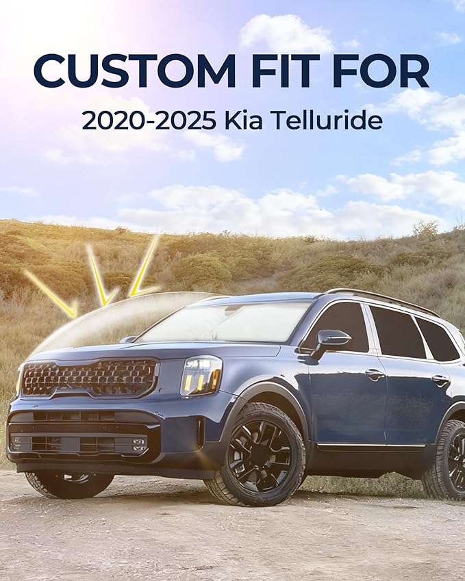 for Kia Telluride 2020-2025 Car Window Shades, 8pcs Privacy Sun Shade Set for Front Windshield Side and Rear Windows, Full Window Covers Keeps Vehicle Cool for Camping Napping