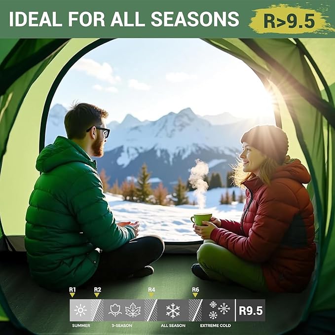 Elegear CumbreX™ Air & Foam Self Inflating Sleeping Pad, Built-in Electric Pump 4" Ultra-Thick Memory Foam Camping Mattress with Pillow Double Camping Pad 4-Season R-value 9.5 Camp Mat for Travel Full