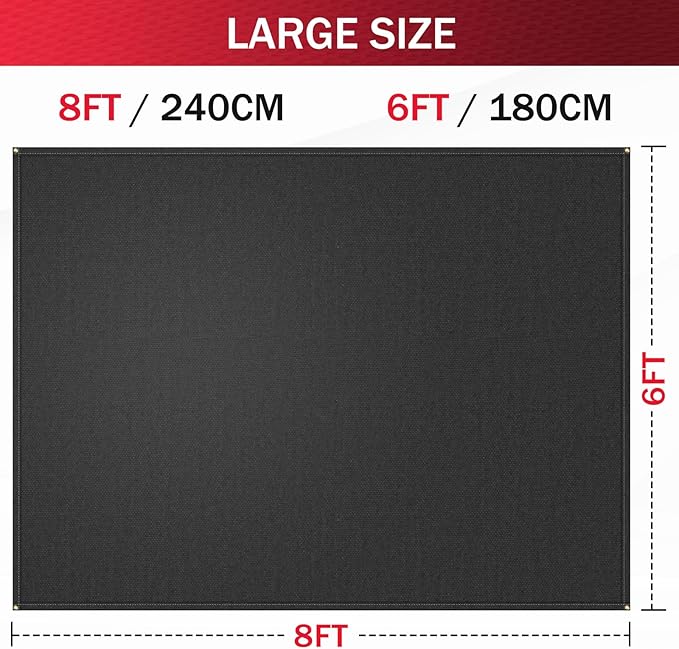 Silicone Coated Fiberglass Welding Blanket - 6x8 ft Heavy Duty Fire Resistant Blankets, 1022 °F High Temp Insulation Blanket, Heat Resistant Fabric for Industrial, Smoker, Camping, Grill