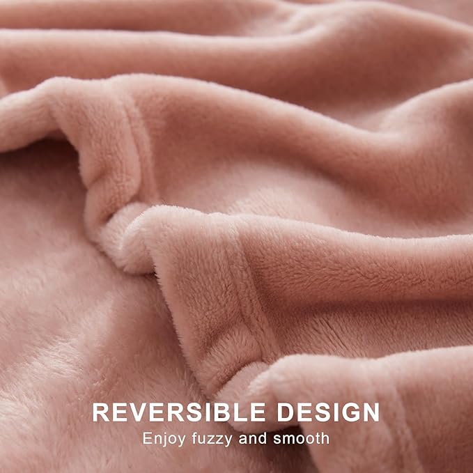 Hansleep Fleece Blanket for Couch Dusty Pink, Super Soft Flannel Fuzzy Throw Plush Cozy Blanket for All Seasons, Dusty Pink, Throw 50x60 Inches