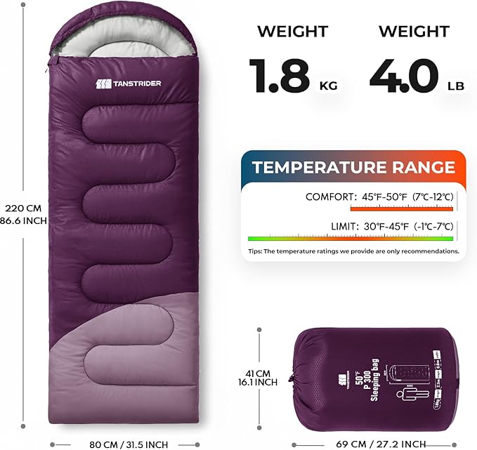 Sleeping Bag for Adults Warm Weather, Compact Lightweight Backpacking Sleeping Bag with Compression Sack, Camping Essentials Gear for Hiking Travel Climbing Outdoor & Indoor Use